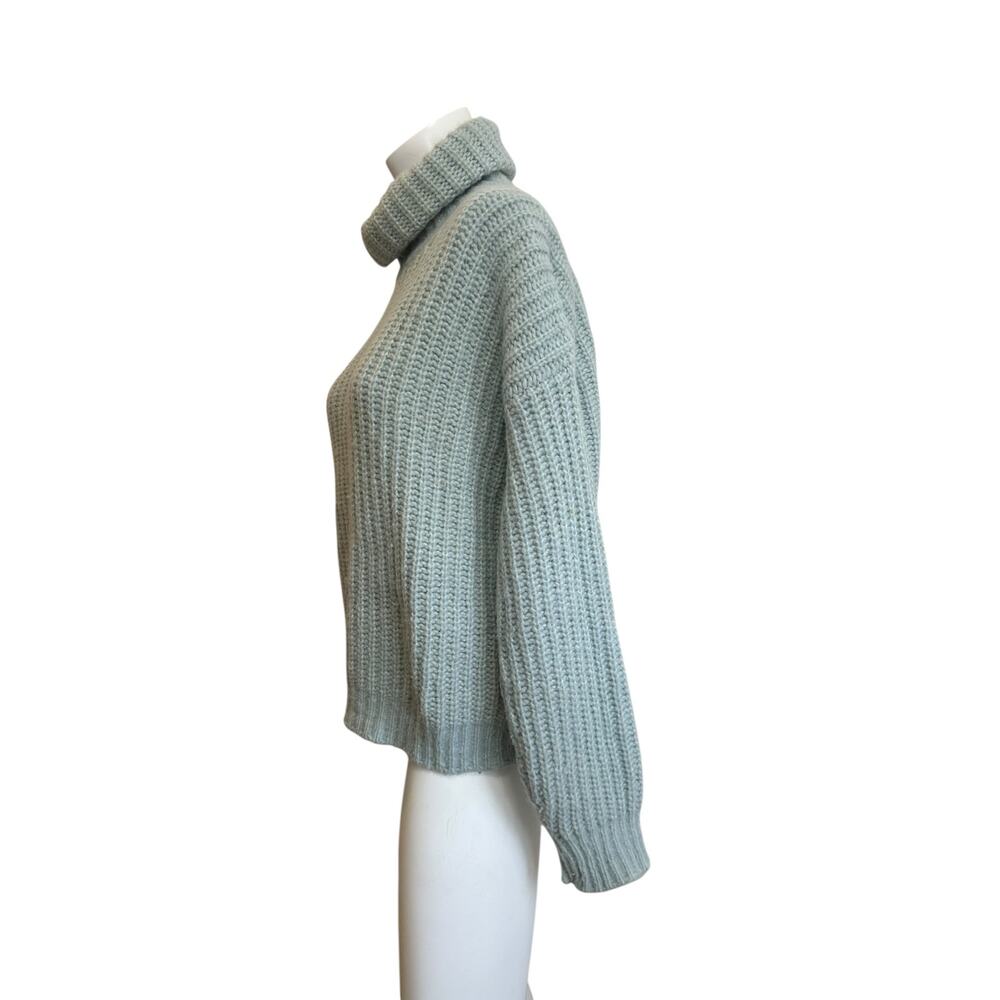 Fisherman Out of Ireland Seafoam Baby Alpaca Merino Turtleneck Sweater Small - Picture 4 of 9